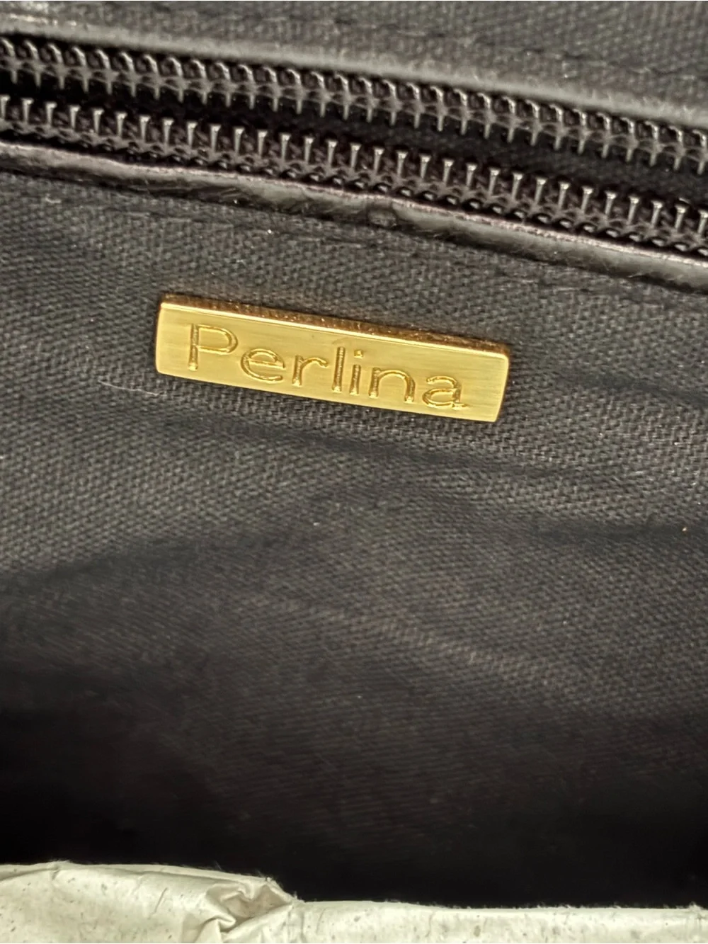 Perlina Black Suede and Leather Shoulder Bag with Gold Buckle